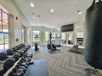 Fitness center with bay view