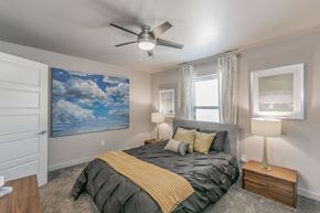 Dallas apartment for rent - Stylish bedroom with ceiling fan and natural light at Reserve on Abrams Dallas