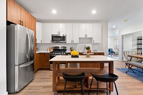 Bala Cynwyd apartment for rent - Open apartment kitchen in Bala Cynwyd, PA with stainless steel appliances and modern cabinetry