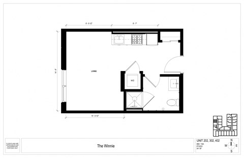 Floor plan for studio, 1 bath, 341 sqft