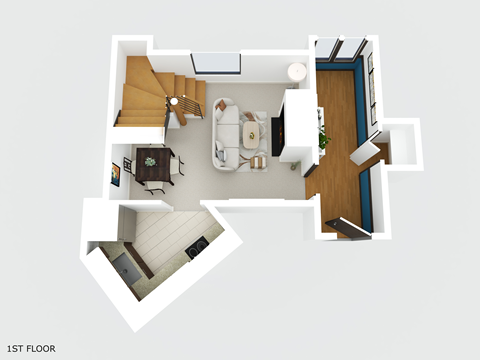 Floor plan for 1 bed, 1 bath, 700 sqft