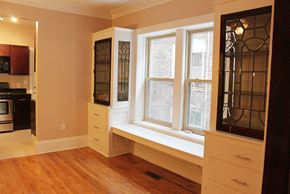 Cleveland Heights apartment for rent - a living room with a large window and a window seat