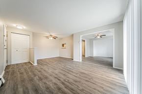 Chardon apartment for rent - Living room with entrance to Dining Room at Integrity Chardon Apartments, Chardon,  Ohio