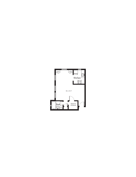 Floor plan for studio, 1 bath, 459 sqft
