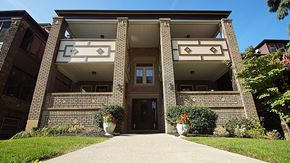 Cleveland Heights apartment for rent - A building with a brown facade and a large front door.