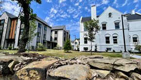 Cleveland Heights apartment for rent - Exterior of Buildings with puffy clouds RESERVE OVERLOOK APARTMENTS at Reserve Overlook Apartments, Integrity Realty, Cleveland Heights, Ohio, 44106