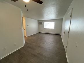 Northfield apartment for rent - living room with plank style floors and a window