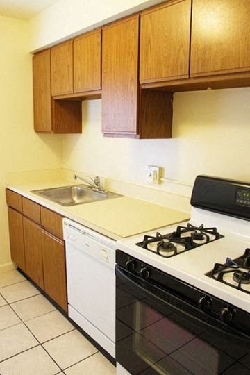 Cleveland Heights apartment for rent - a kitchen with a stove and a sink