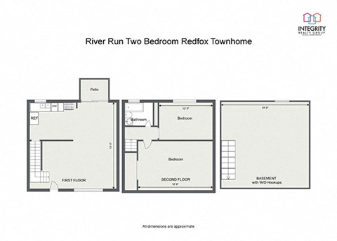 Floor plan for 2 beds, 1 bath, 1050 sqft