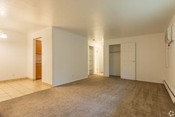 Kent apartment for rent - a living room with a carpet and a door to a closet