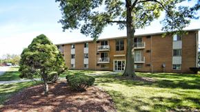 Berea apartment for rent - A tree in front of a building with a lawn in between.