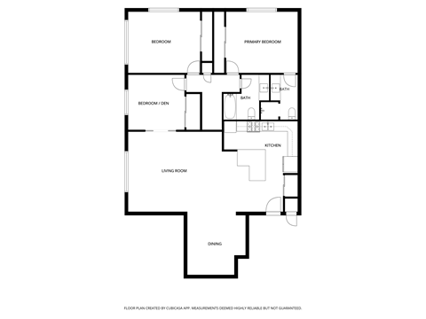 Floor plan for 2 beds, 2 baths, 1515 sqft