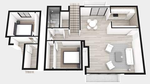 Floor plan for 2 beds, 2 baths, 1400 sqft