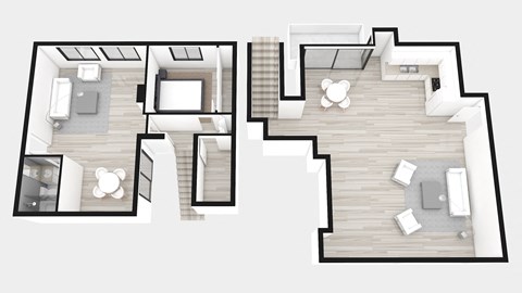 Floor plan for 1 bed, 1 bath, 900 sqft