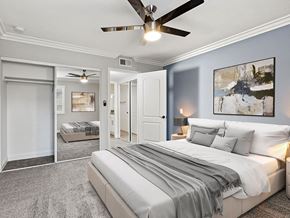Los Angeles apartment for rent - Large bedroom with ceiling fan.