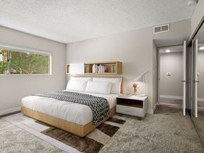 Sherman Oaks apartment for rent - Carpeted bedroom with large window for natural light.