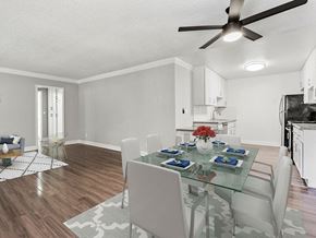 Los Angeles apartment for rent - Large hardwood floored dining room with view of kitchen.
