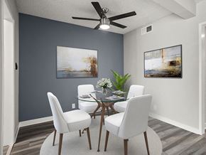 Sherman Oaks apartment for rent - Hardwood floored dining area with celling fan.