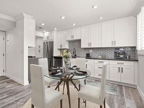 Los Angeles apartment for rent - Hardwood floored dining room with view of gorgeous tiled kitchen.