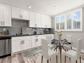 Los Angeles apartment for rent - Hardwood floored dining room with view of gorgeous tiled kitchen.
