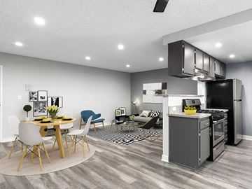 Valley Glen apartment for rent - A modern kitchen with a dining table and chairs.