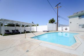 Valley Glen apartment for rent - Gated pool with lounging area at Cedar Glen.