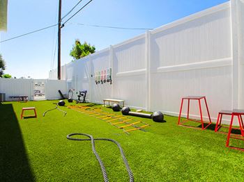Outdoor fitness area by community park