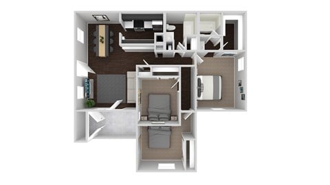 Floor plan for 3 beds, 2 baths, 1395 sqft
