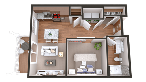 Floor plan for studio, 1 bath, 540 sqft