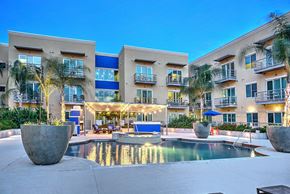 San Antonio apartment for rent - Night time relaxing and luxurious pool view at The Mosaic on Broadway, San Antonio, TX, 78215