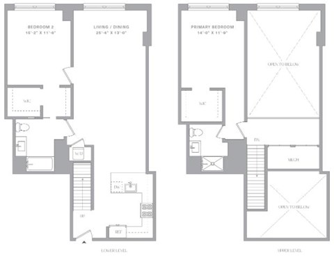 Floor plan for 2 beds, 2 baths, 1231 sqft