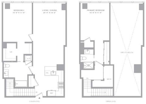 Floor plan for 2 beds, 2 baths, 1249 sqft