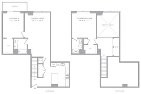 Floor plan for 2 beds, 2 baths, 1271 sqft