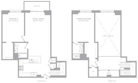 Floor plan for 2 beds, 2 baths, 1251 sqft