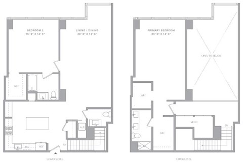 Floor plan for 2 beds, 2.5 baths, 1674 sqft