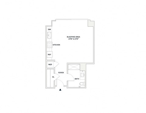 Floor plan for studio, 1 bath, 515 sqft