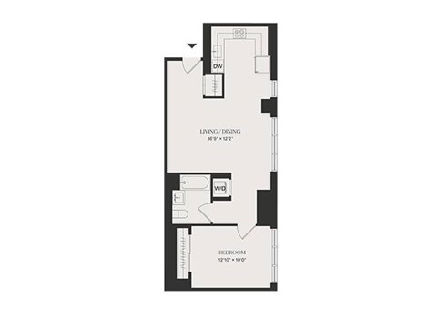Floor plan for 1 bed, 1 bath, 758 sqft