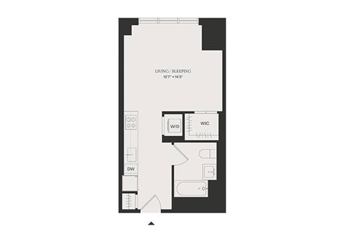Floor plan for studio, 1 bath, 429 sqft