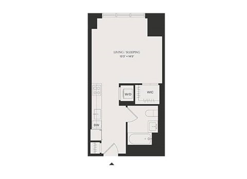 Floor plan for studio, 1 bath, 434 sqft