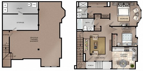 Floor plan for 2 beds, 2 baths, 1876 sqft