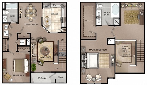 Floor plan for 2 beds, 2 baths, 1560 sqft