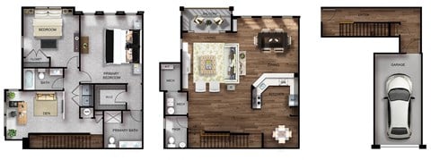 Floor plan for 2 beds, 2.5 baths, 1980 sqft