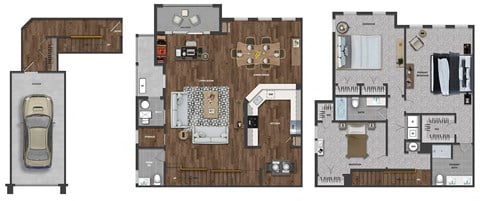 Floor plan for 3 beds, 2.5 baths, 2155 sqft