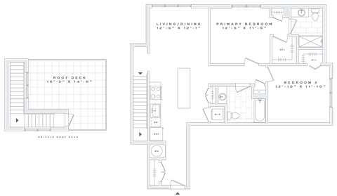 Floor plan for 2 beds, 2 baths, 1180 sqft