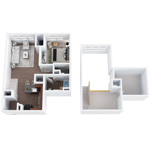 Floor plan for 1 bed, 1 bath, 980 sqft