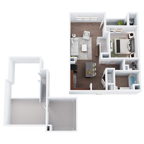 Floor plan for 1 bed, 1 bath, 1065 sqft