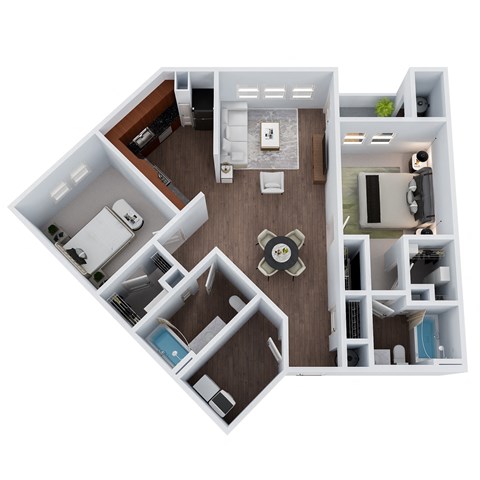 Floor plan for 2 beds, 2 baths, 1137 sqft