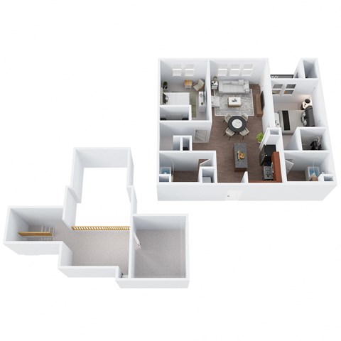 Floor plan for 2 beds, 2 baths, 1384 sqft