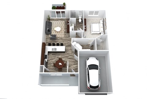 Floor plan for 1 bed, 1 bath, 1086 sqft