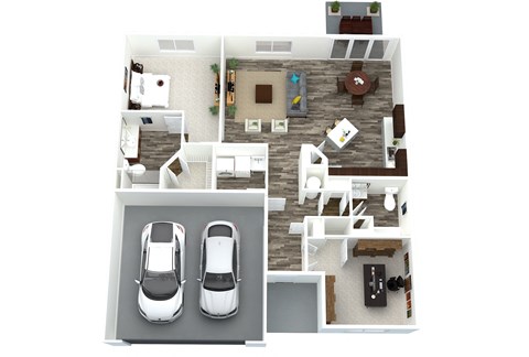 Floor plan for 2 beds, 2 baths, 1336 sqft